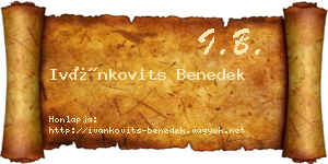 Ivánkovits Benedek névjegykártya