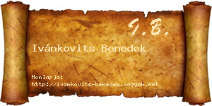 Ivánkovits Benedek névjegykártya